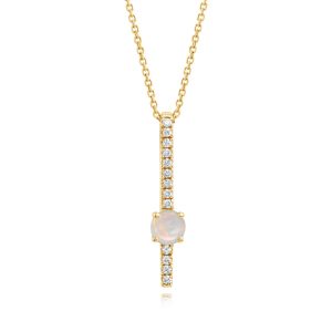 14K Yellow Gold Australian Opal/Diamond Pendant