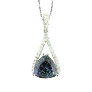 14K White Gold Peacock Tanzanite/Diamond Pendant