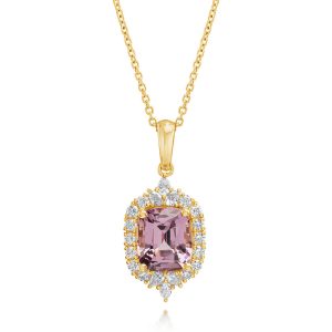 18K Yellow Gold Lotus Garnet/Diamond Pendant