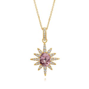 14K Yellow Gold Lotus Garnet/Diamond Pendant