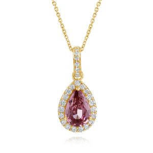 14K Yellow Gold Lotus Garnet/Diamond Pendant