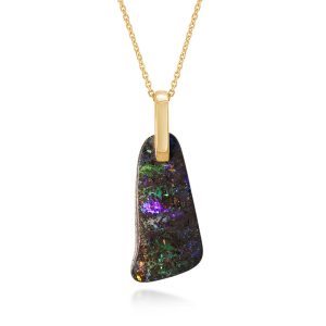 14K Yellow Gold Australian Boulder Opal Pendant