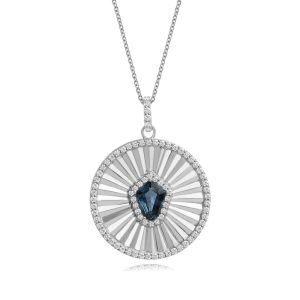Platinum Montana Sapphire/Diamond Medallion Pendant