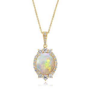 18K Yellow Gold Australian Opal/Diamond Pendant