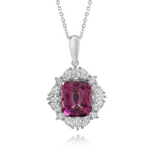 Platinum Pink Garnet/Diamond Pendant
