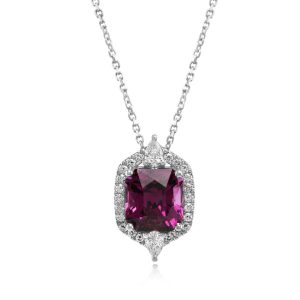 Platinum Pink Garnet/Diamond Pendant