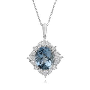 Platinum Aquamarine/Diamond Pendant