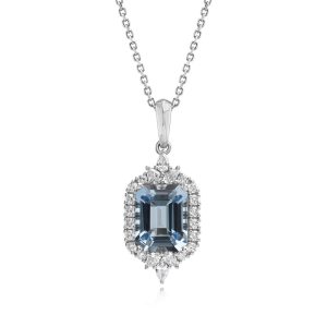 Platinum Aquamarine/Diamond Pendant