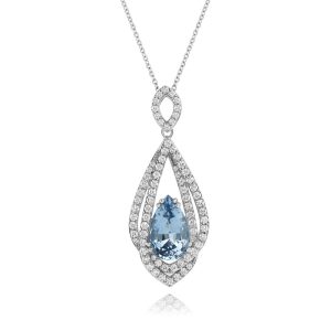 Platinum Aquamarine/Diamond Pendant