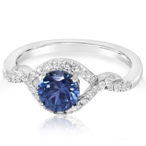 14K White Gold Montana Sapphire/Diamond Ring