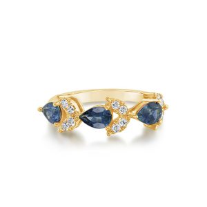 18K Yellow Gold Montana Sapphire/Diamond Ring