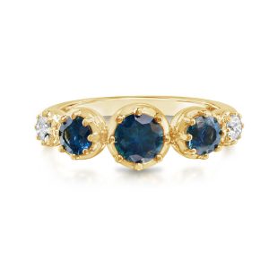 14K Yellow Gold Montana Sapphire/Diamond Ring