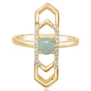 14K Yellow Gold Australian Opal/Diamond Ring