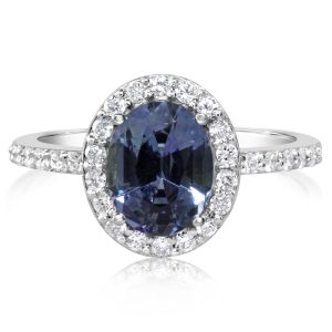 14K White Gold Peacock Tanzanite/Diamond Ring