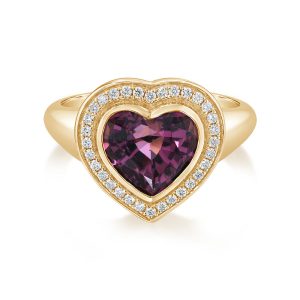 18K Yellow Gold Purple Garnet/Diamond Ring