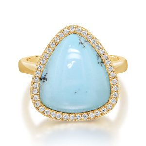 14K Yellow Golden Hills Turquoise/Diamond Ring