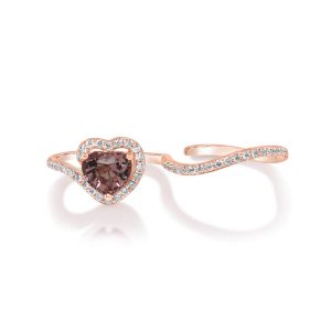 14K Rose Gold Lotus Garnet/Diamond Ring