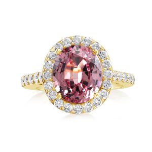18K Yellow Gold Lotus Garnet/Diamond Ring