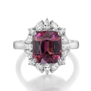 Platinum Pink Garnet/Diamond Ring