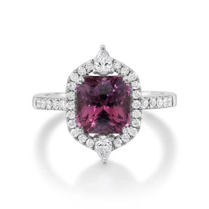Platinum Pink Garnet/Diamond Ring