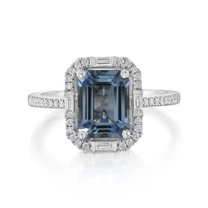 Platinum Aquamarine/Diamond Ring