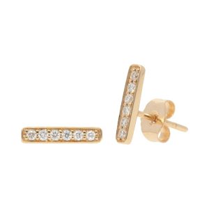 Pave Diamond Thin Bar Stud Earrings