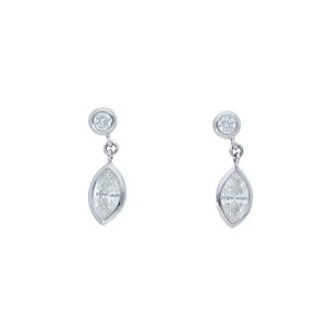 Drop Diamond Bezel Stud Earrings