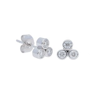 3 Diamond Cluster Bezel Set Studs