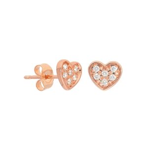 Pave Diamond Heart Stud Earrings