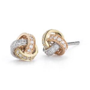 Pave Diamond Love Knot Stud Earrings