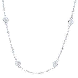 Five Polished Bezel Diamonds by the Yard Necklace