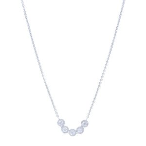 Five Stone Diamond Halo Necklace