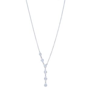 Half Plain Bezel Diamonds by the Yard Drop Necklace