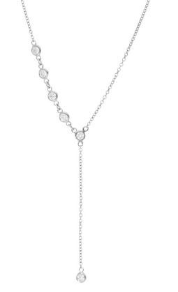 Half Plain Bezel Diamonds by the Yard Drop Necklace