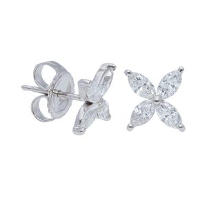 Marquise Diamond Flower Stud Earrings