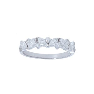 Alternating Marquise and Round Diamonds Ring