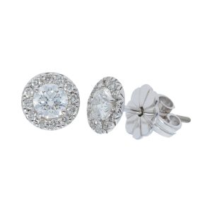 Diamond Halo Stud Earrings