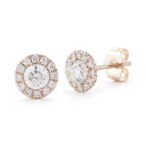 Diamond Halo Stud Earrings