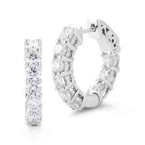Inner and Outer Diamond Shared Prong Huggie Earrings