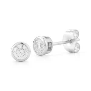 Plain Bezel Diamond Stud Earrings