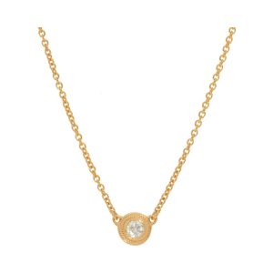 Single Stone Diamonds by the Yard W/ Milgrain Border Necklace