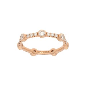 Alternating Diamond Bezel and Pave Ring