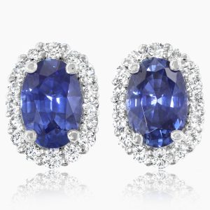 Platinum Sapphire/Diamond Earrings