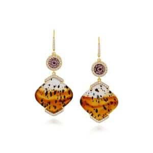 14K Yellow Gold Montana Agate/Fancy Zircon/Diamond Earrings