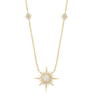 14K Yellow Gold Australian Opal /Diamond Neckpiece