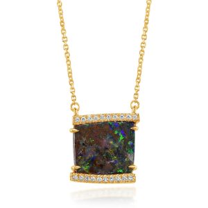 14K Yellow Gold Australian Boulder Opal/Diamond Neckpiece
