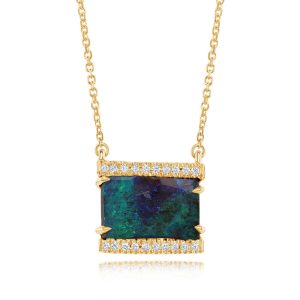 14K Yellow Gold Australian Boulder Opal/Diamond Neckpiece