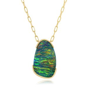 14K Yellow Gold Australian Opal Doublet Neckpiece