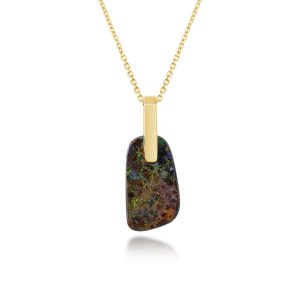 14K Yellow Gold Australian Boulder Opal Pendant