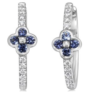 14K White Gold Yogo Sapphire/Diamond Earrings